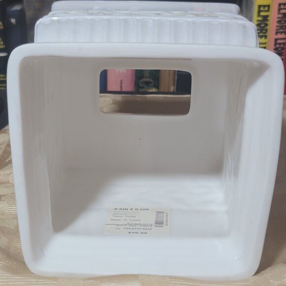 Croscill Classic Bathroom Set Antique Ivory Ceramic Tissue Box Cover w Cup MINT! - Picture 7 of 16
